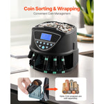 SucceBuy Coin Sorter Coin Counter Machine for 5 Kinds of USD Coins Coin Sorter & Wrap Machine Holds up to 2000 Coins LCD Screen