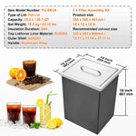 SucceBuy Ice Chest Stainless Steel Ice Cooler Commercial Ice Bin with Cover Outdoor Kitchen Ice Bar Drain-pipe and Drain Plug