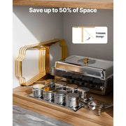 Charger l'image dans la visionneuse de galerie, SucceBuy 8 Qt 2 4 Pack Chafing Dish Buffet Set Stainless Steel Chafer with 4 Full Size Pans Rectangle Catering Warmer Server
