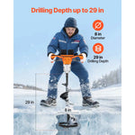 Amocart Electric Ice Auger Cold-Resistant 2 in 1 Cordless Ice Fishing Augers and Earth Auger with 8" Ices & Earth Drill Bit