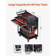 Bild in Galerie-Viewer laden, Amocart 5-Tier Tool Chest 2-Drawer Rolling Tool Work Cart with Locking &amp; Pegboard Tools Storage Organizer for Garage Warehouse
