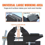 Amocart Bench Vise 4.5" 6" 6.5" Multipurpose, Swivel Base & Anvil Heavy Duty Cast Iron for Drilling, Conduit Cutting, Sanding