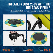 Bild in Galerie-Viewer laden, Amocart 12ft Inflatable Water Bouncer Recreational Water Trampoline Portable Bounce Swim Platform with Slide 3-Step Ladder
