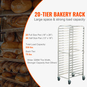 Charger l'image dans la visionneuse de galerie, Amocart 10/20 Sheet Bun Pan Rack Commercial Bakery Racks with Brake Wheels Aluminum Racking Trolley Storage for Bread Baking
