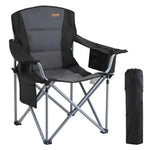 Amocart Camping Folding Chair for Adults Portable Quad Lumbar Back Padded Arm Chairs with Side Pockets for Beach, Lawn, Picnic