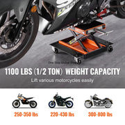 Bild in Galerie-Viewer laden, Amocart Motorcycle Lift 1100 LBS Motorcycle Lift Scissor Lift  with Dolly &amp; Hand Crank Center Hoist Crank Stand for Motorcycle
