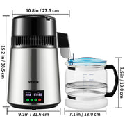 Charger l'image dans la visionneuse de galerie, SucceBuy 4L Water Distiller Purifier Filter 1 L/H Distilling Speed Dispenser Drinking Bottle Softener Touch Screen Home Use
