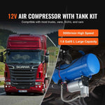 Amocart 12V Air Compressor with Tank 1.6 Gallon/6 L 120 psi Onboard Air Compressor System for Train Air Horns Inflating Tires