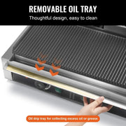 Charger l'image dans la visionneuse de galerie, Amocart Commercial Panini Grill 3600W Electric Sandwich Panini Maker 19"x9" Full Grooved Enamel Plate for Hamburger Steak Bacon
