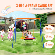 Bild in Galerie-Viewer laden, Amocart Swing Sets for Backyard 600lbs Capacity Swing Set with 1 Saucer Swing Seat 2 Belt Swing Seats Swingset Outdoor for Kids
