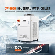 Charger l'image dans la visionneuse de galerie, Amocart Industrial Water Chiller CW6000 1500W Cooling System with Compressor 65 L/min Max Flow Rate for Laser Engraving Machine
