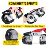 Amocart Portable BandSaw 5Inch Cutting Capacity Cordless Variable Speed 10Amp Motor Deep Cut Bandsaw for Metal Wood Pipes Rebar