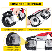 Charger l'image dans la visionneuse de galerie, Amocart Portable BandSaw 5Inch Cutting Capacity Cordless Variable Speed 10Amp Motor Deep Cut Bandsaw for Metal Wood Pipes Rebar
