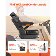 Charger l'image dans la visionneuse de galerie, Amocart Universal Forklift Seat Tractor Suspension Seat w/ Adjustable Back Armrest Headrest&amp; Safety Belt Fold Down Tractor Seat
