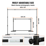 Charger l'image dans la visionneuse de galerie, Amocart 10 x 10 ft Heavy Duty Backdrop Stand Height Adjustable Photography Backdrop Stand for Party Wedding Display Exhibition
