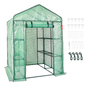 Charger l'image dans la visionneuse de galerie, Amocart 4.6x4.6x6.6ft Walk-in Greenhouse with Shelves High Strength PE Cover with Zipper Door Suitable for Planting and Storage
