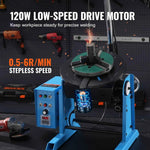 Amocart Rotary Welding Positioner 50KG 0-90° Welding Positioning Turntable Table 0.5-6RPM 120W with 12.4 Inch 3-Jaw Lathe Chuck