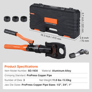 Bild in Galerie-Viewer laden, Amocart Copper Pipe Crimping Tool, Hydraulic Press Tool Copper Tube Fittings Pipe Crimpers for Narrow Spaces and Tee Fittings
