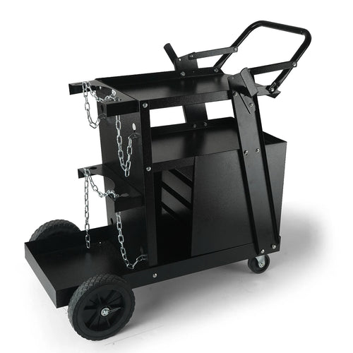 SucceBuy Welding Cart 2-Tier 4 Drawers Welder Cart with 360° Swivel Wheels Heavy Duty Rolling Welder Cart for Mig Plasma Cutter