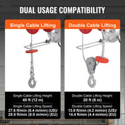 Charger l'image dans la visionneuse de galerie, Amocart 2200 lbs Electric Hoist Single/Double Slings Lift Crane Hoist with Wireless/Wired Control Electric Winch for Garage
