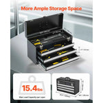 Amocart 20in 3-Drawer Metal Tool Box Black/Red Tool Chest with EVA Liners Multifunction Tool Organizer for Garage & Workshop