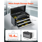 Charger l'image dans la visionneuse de galerie, Amocart 20in 3-Drawer Metal Tool Box Black/Red Tool Chest with EVA Liners Multifunction Tool Organizer for Garage &amp; Workshop
