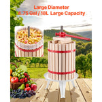 SucceBuy 4.75 Gal/18L Fruit Wine Press Solid Wood Basket w/ 8 Blocks Heavy Duty Manual Juice Maker with Handle for Kitchen Home
