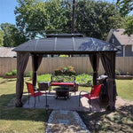 Aluminum Alloy Frame Outdoor Hard Roof Gazebo Heavy Duty Waterproof UV Resistant Anti Rust All Weather Metal Garden Gazebo