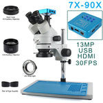 4K 2K 48MP HDMI USB VGA Microscope Camera 7X-45X Simul-Focal Stereo Trinocular Zoom Microscope Set With Auxiliary Objective Lens