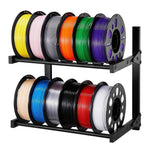Amocart 2-Tier Wall Mount Printer Filament Storage Rack with Wheels Rolling Filament Spool Holders for 3D Printing Studio