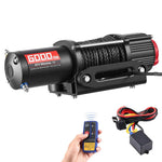 Amocart 6000LBS Electric Winch 12V ATV/UTV Winch with 49.2ft Synthetic Rope Wireless & Wired Remote Control for Towing Off-Road