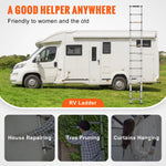 SucceBuy Telescoping Ladder 12.5 FT Aluminum One-Button Retraction Collapsible Extension 375 LBS Capacity w/Non-Slip for Home RV