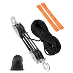 SucceBuy 4400Lbs Pulley Hoist System 5:1 Lifting Power w/ 2Soft Loops & 100ft Rope Block Tackle for Garage Lifting Heavy Objects