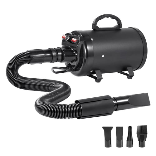 Amocart 2000W/2.7HP Dog Blow Dryer Adjustable Speed Temperature Control with 4 Nozzle and Extendable Hose for Pet Hair Grooming