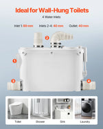 SucceBuy Macerator Pump 500W 29GPM Flow 26ft/8 m Head Wall-Hung Toilet Pump, 4 Water Inlets Waste Water Disposal Upflush Machine