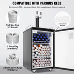 SucceBuy 152L Stainless Steel Beer Kegerator Draft Beer Dispenser Adjustable Faucet Regulator Keg Refrigerator Dual Tap for Home