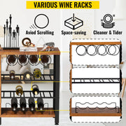 Bild in Galerie-Viewer laden, Amocart 47/55inch Industrial Bar Cabinet Wine Bar Cabinet Table with Wine Rack &amp; Glass Holder for Dining Living Room Rustic Oak
