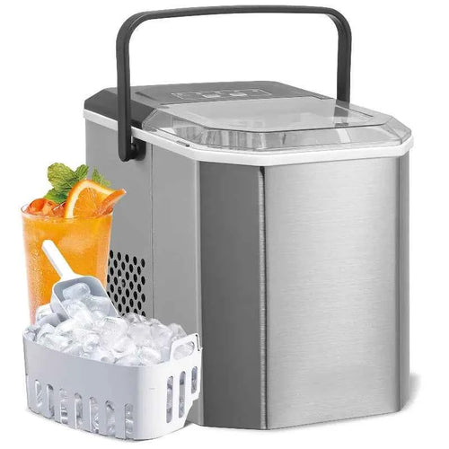 Amocart Countertop Ice Maker 9 Cubes Ready in 6 Mins 26lbs in 24Hrs Self-Cleaning Portable Ice Maker with Ice Scoop and Bask