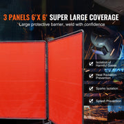 Load image into Gallery viewer, Amocart Welding Screen with Frame 6' x 8' Flame-Resistant Vinyl 3 Panel Welding Curtain Screens 12 Swivel Wheels for Workshop
