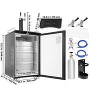 Bild in Galerie-Viewer laden, Amocart 152L Stainless Steel Beer Kegerator Draft Beer Dispenser Adjustable Faucet Regulator Keg Refrigerator Dual Tap for Home
