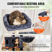 Bild in Galerie-Viewer laden, Amocart Cat Tree for Indoor Cats Cat Tower with Cat Condo Sisal Scratching Post HammockTop Perch Jumping Platforms Dark Grey
