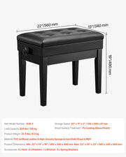 Bild in Galerie-Viewer laden, Amocart Piano Use Chair, Piano Bench with High-Density Padded Cushion &amp; Storage Compartment Wooden Piano Bookcase Stool Seat
