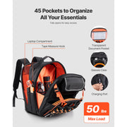 Charger l'image dans la visionneuse de galerie, Amocart 45 Pockets Tool Backpack Tool Bag Reinforced Fabric Base Electrician Plumber Repairman Maintenance Worker Tool Bags
