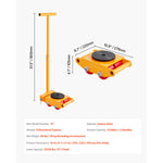 SucceBuy 4pcs 6T Machinery Skate Dolly with 360° Rotation Cap PU Directional Roller Machine Mover for Industrial  Equipment