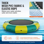 Amocart 12ft Inflatable Water Bouncer Recreational Water Trampoline Portable Bounce Swim Platform with Slide 3-Step Ladder
