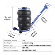 Charger l'image dans la visionneuse de galerie, Amocart Pneumatic Jack 3 Ton/5 Ton Triple Bag Air Jack Quick Lift Heavy Duty Car Repair Jacks Folding Rod Jacks with Two Wheels
