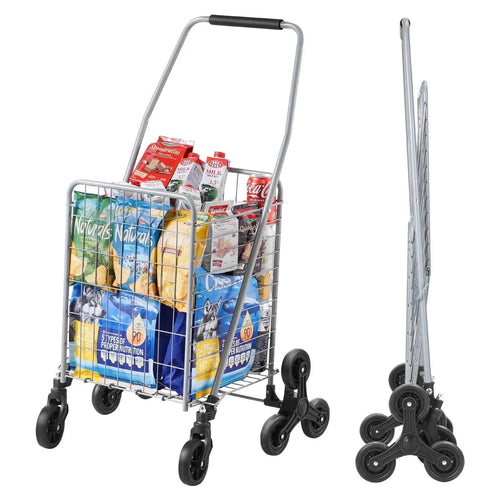 Amocart 88lbs Folding Shopping Cart Light-weight Storage Stair Climbing Utility Cart with Wheels Outdoor Travel Picnic Handcart
