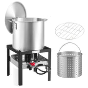 Charger l'image dans la visionneuse de galerie, Amocart 60/80/100Qt Seafood Boiling Kit with Strainer Cooking Set for Crab Crawfish Boiling Aluminum Stockpot with Steamer Rack
