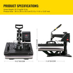 Amocart Combo Heat Press Machine 5/6/8 in 1 30*38CM 38*38CM Muntifunctional Sublimation Printer Transfer Mug Hat Plate T-Shirt