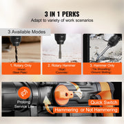 Charger l'image dans la visionneuse de galerie, Amocart 1600W Rotary Hammer Drill Max Drilling 42mm 3 Modes Max Corded Demolition Chipping Metal Concrete Breaker Jackhammer
